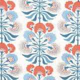 Thibaut Tybee Tree French Blue And Coral Fabric