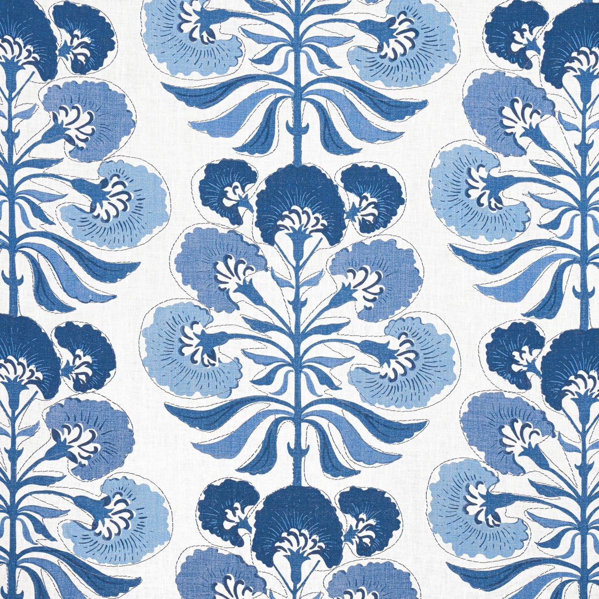 Thibaut TYBEE TREE Blue and White Fabric
