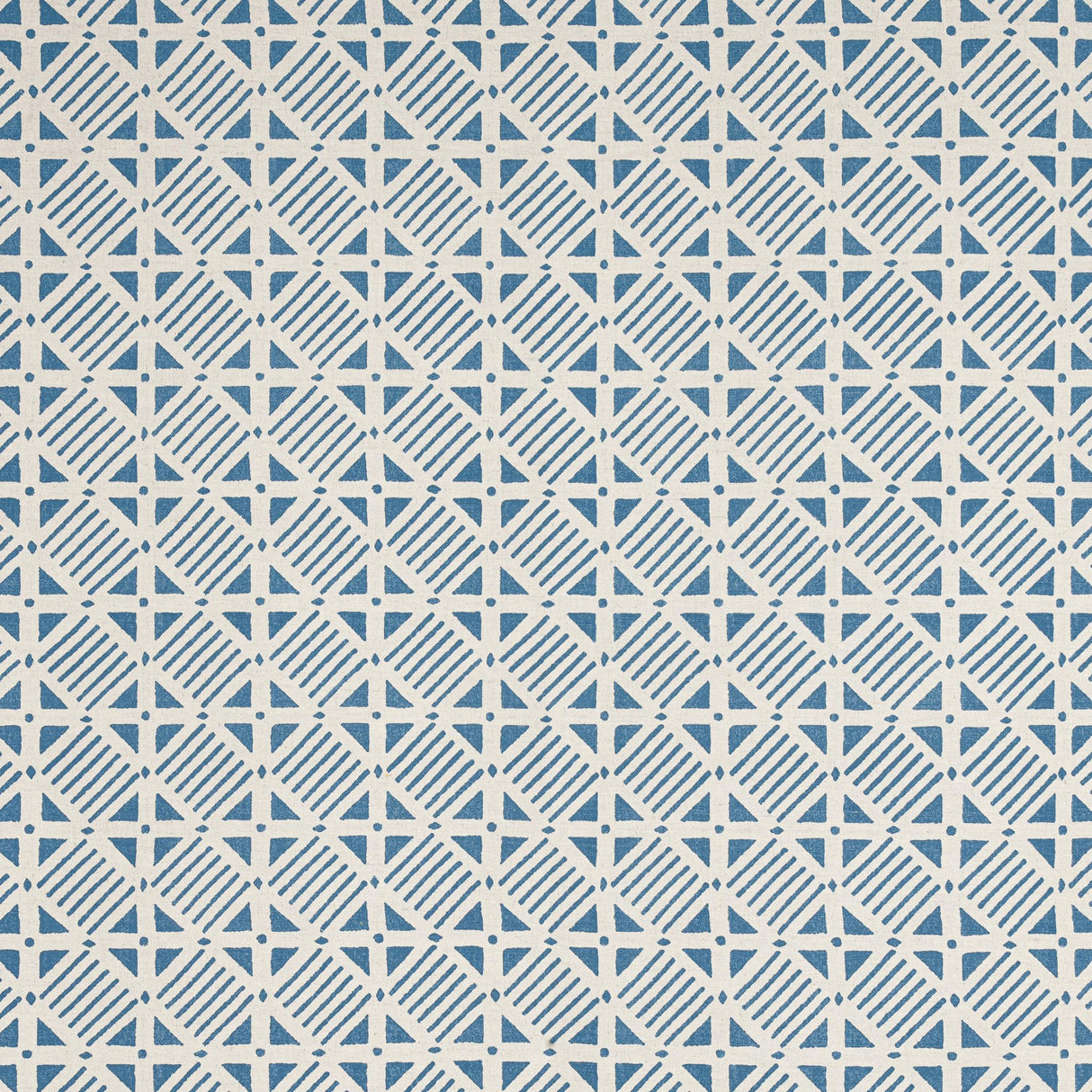 Thibaut PLAZA Blue on Natural Fabric