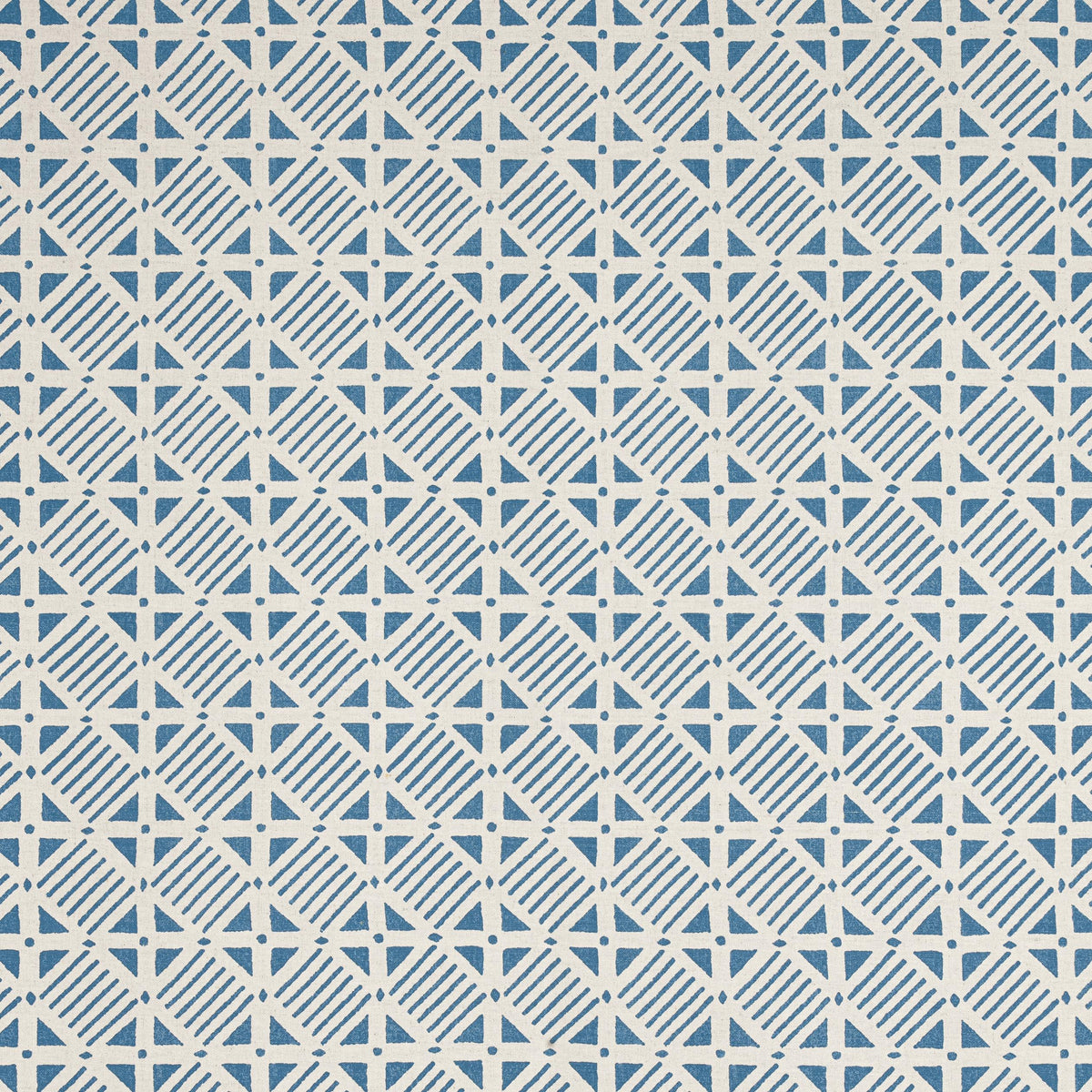 Thibaut Plaza Blue On Natural Fabric