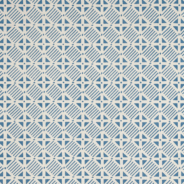 Thibaut Plaza Blue On Natural Fabric