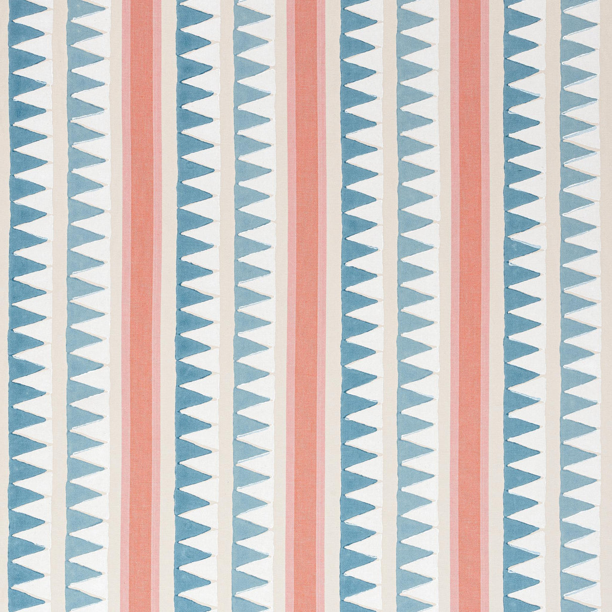 Thibaut LOMITA STRIPE French Blue and Coral Fabric