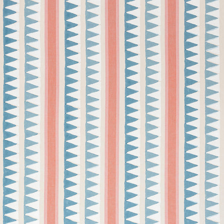 Thibaut LOMITA STRIPE French Blue and Coral Fabric