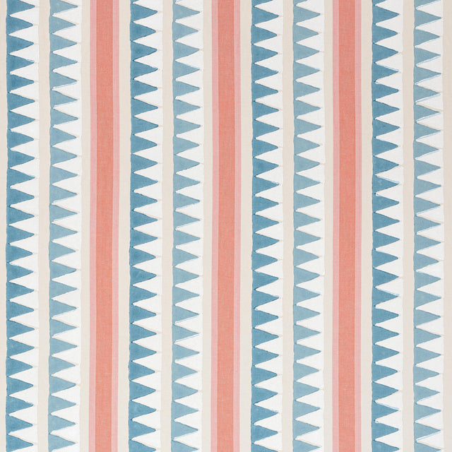 Thibaut LOMITA STRIPE French Blue and Coral Fabric