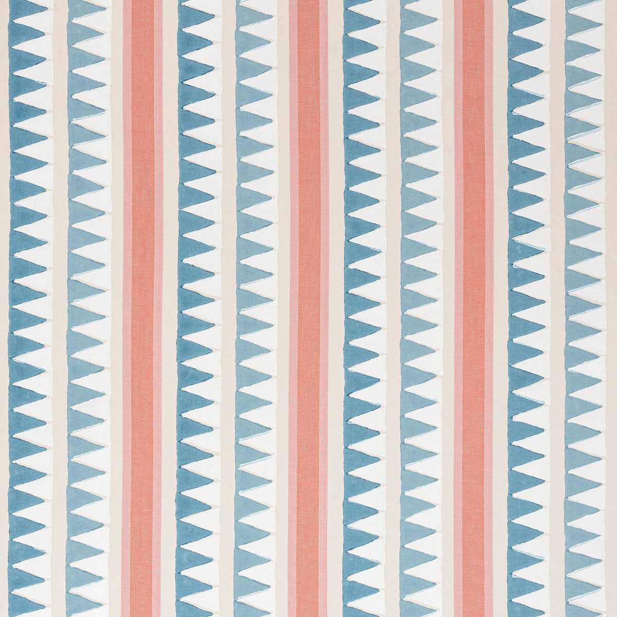 Thibaut Lomita Stripe French Blue And Coral Fabric