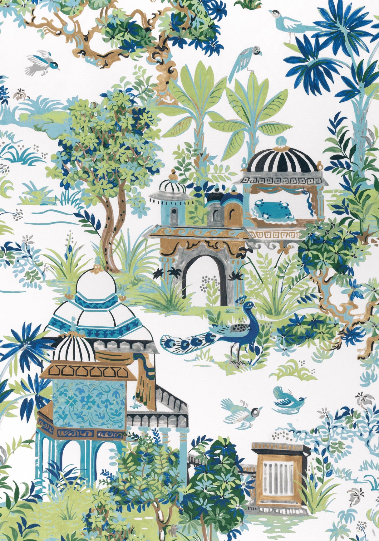 Thibaut MYSTIC GARDEN Blue and Green Fabric