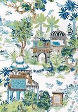 Thibaut MYSTIC GARDEN Blue and Green Fabric