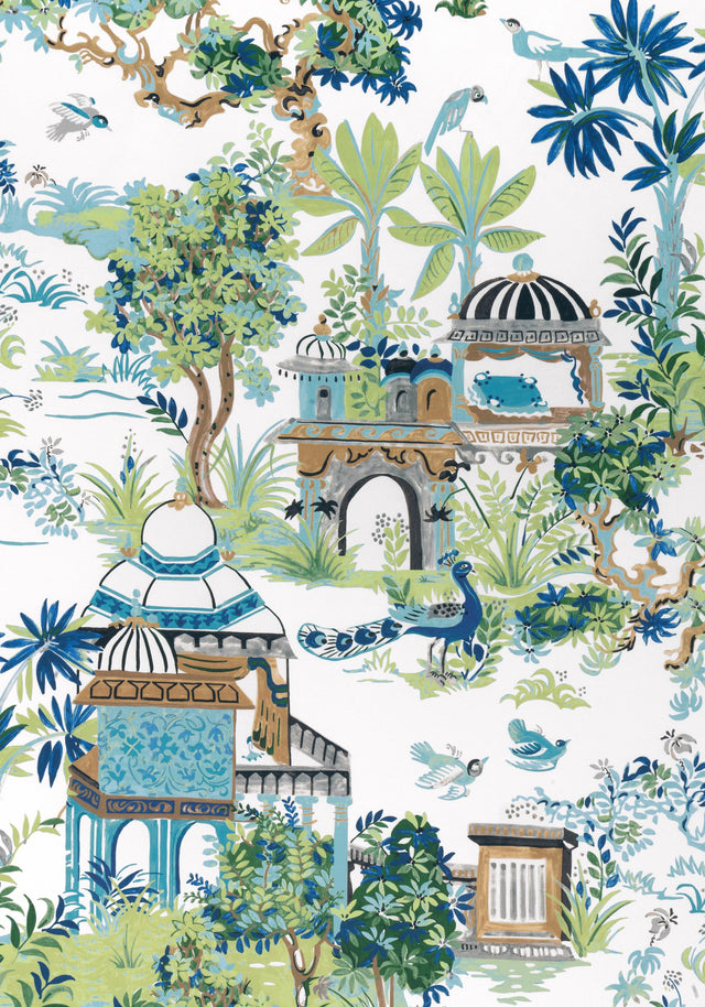 Thibaut MYSTIC GARDEN Blue and Green Fabric