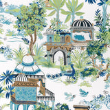 Thibaut Mystic Garden Blue And Green Fabric