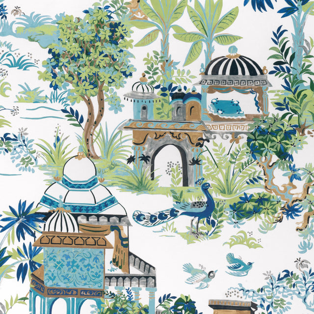 Thibaut Mystic Garden Blue And Green Fabric