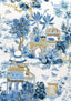 Thibaut MYSTIC GARDEN Blue and White Fabric