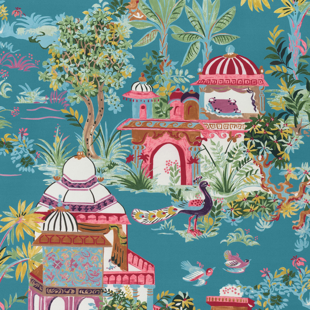 Thibaut Mystic Garden Teal Fabric