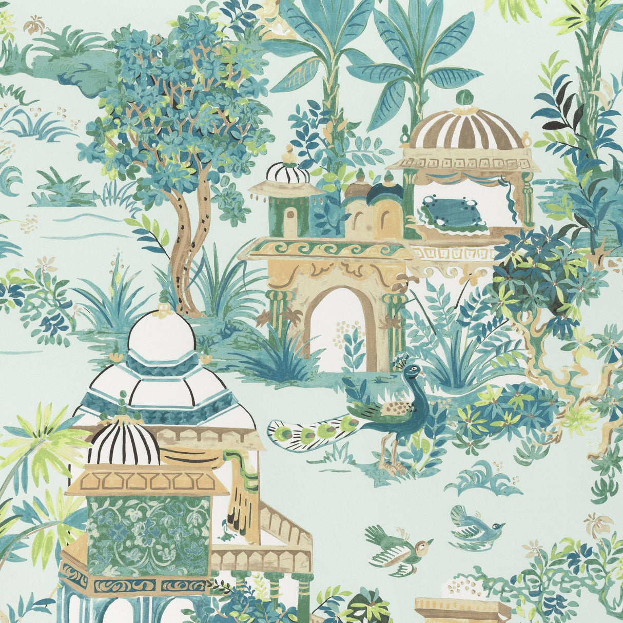 Thibaut Mystic Garden Spa Blue Fabric