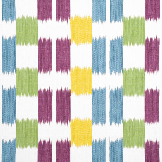Thibaut Kasuri Plum And Teal Fabric