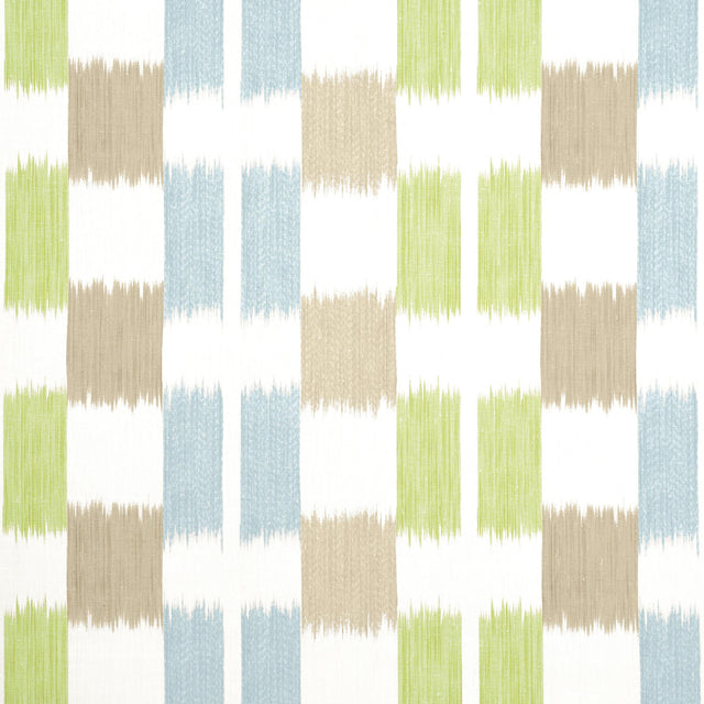 Thibaut Kasuri Green And Spa Blue Fabric