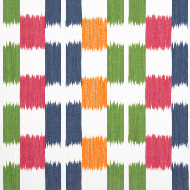 Thibaut Kasuri Green And Pink Fabric