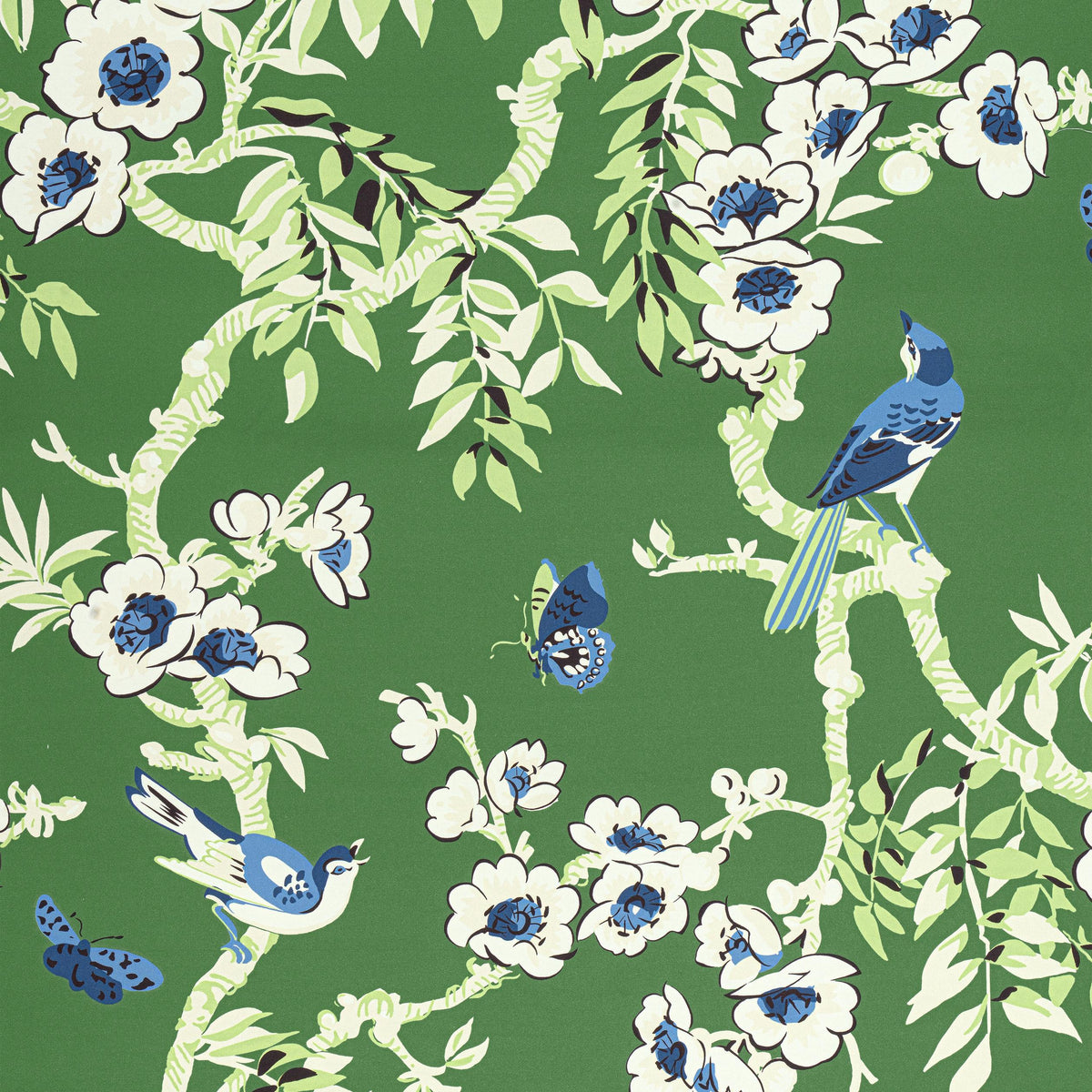 Thibaut Yukio Green Fabric