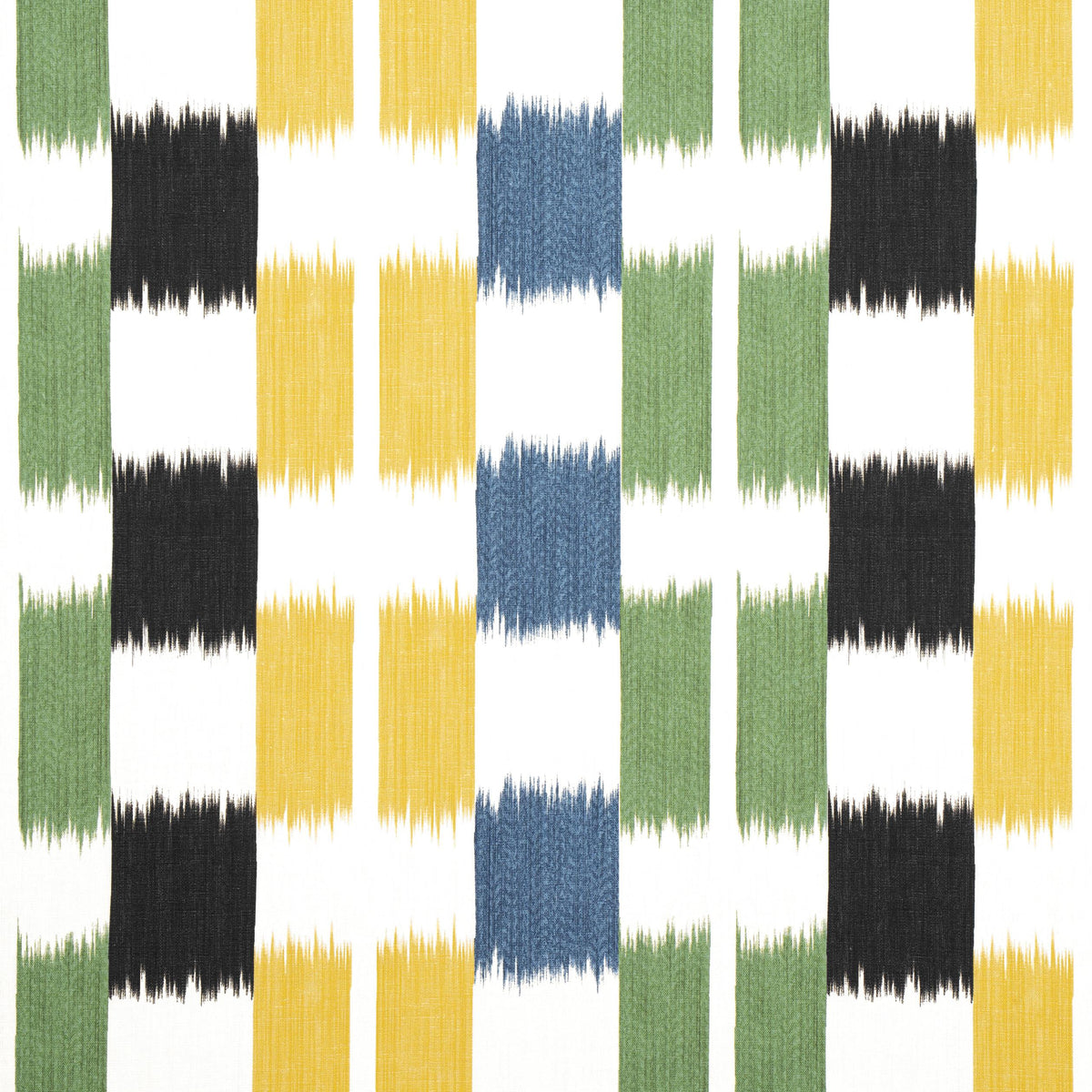 Thibaut Kasuri Black And Green Fabric