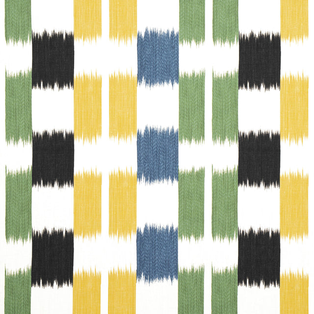 Thibaut Kasuri Black And Green Fabric