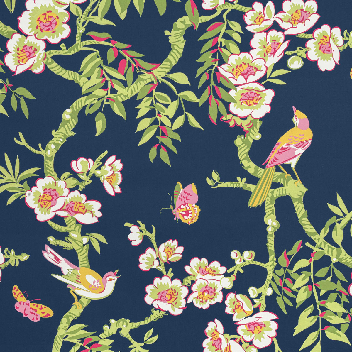 Thibaut Yukio Navy And Pink Fabric