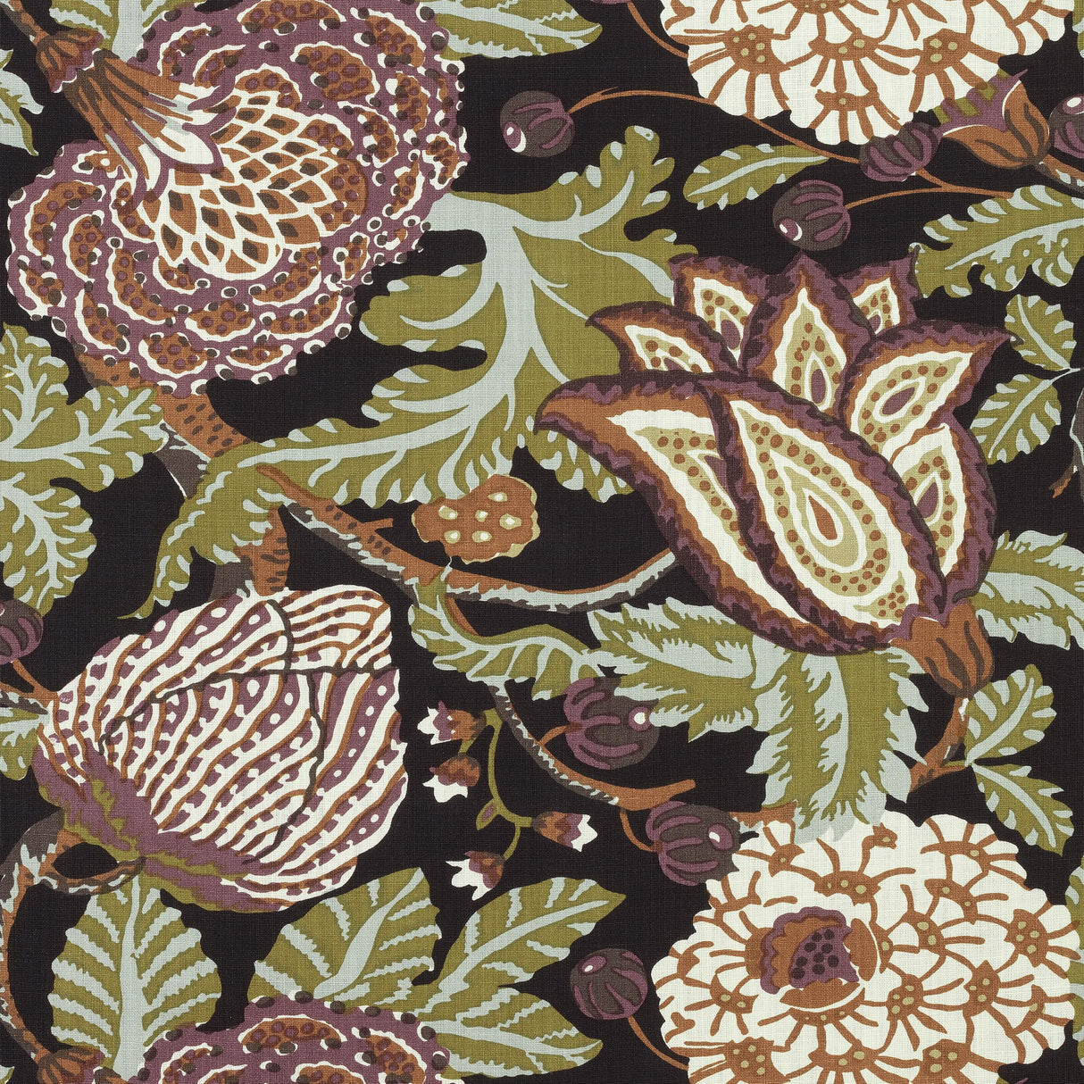 Thibaut Mitford Black And Plum Fabric