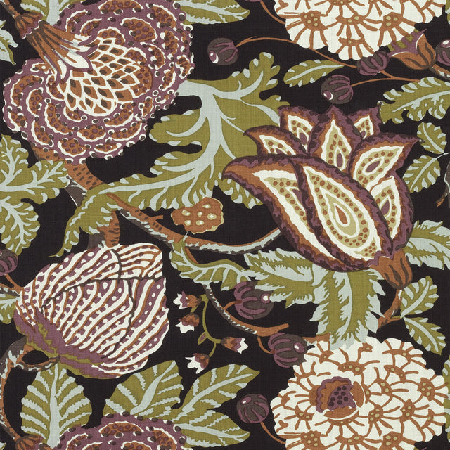 Thibaut Mitford Black And Plum Fabric