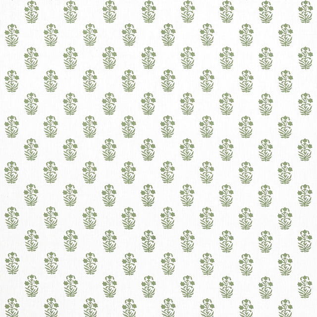 Thibaut CORWIN Green on White Fabric