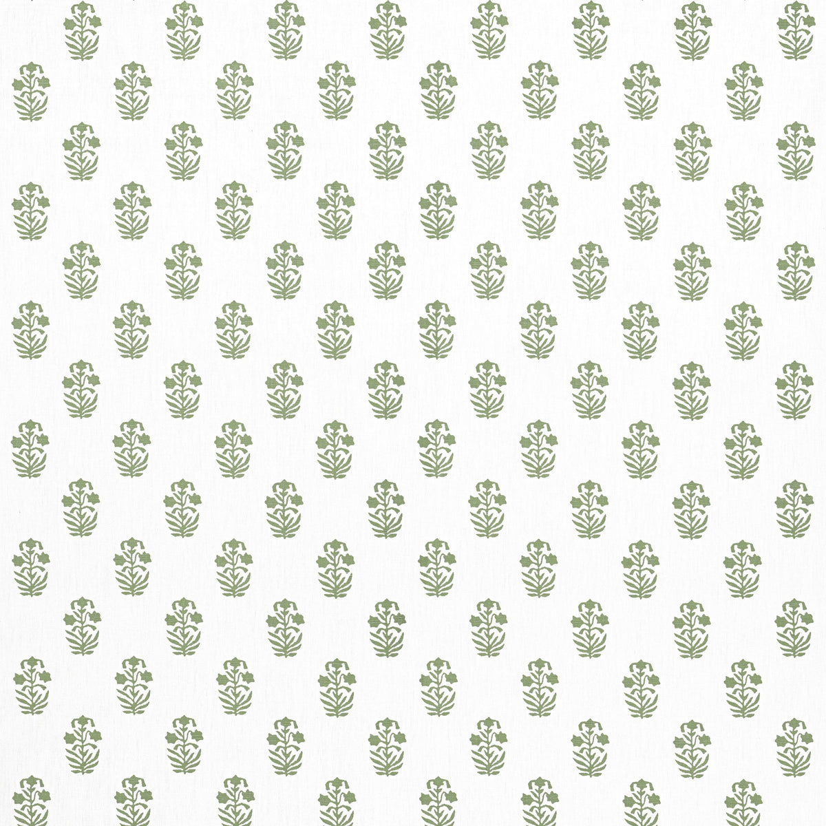 Thibaut Corwin Green On White Fabric