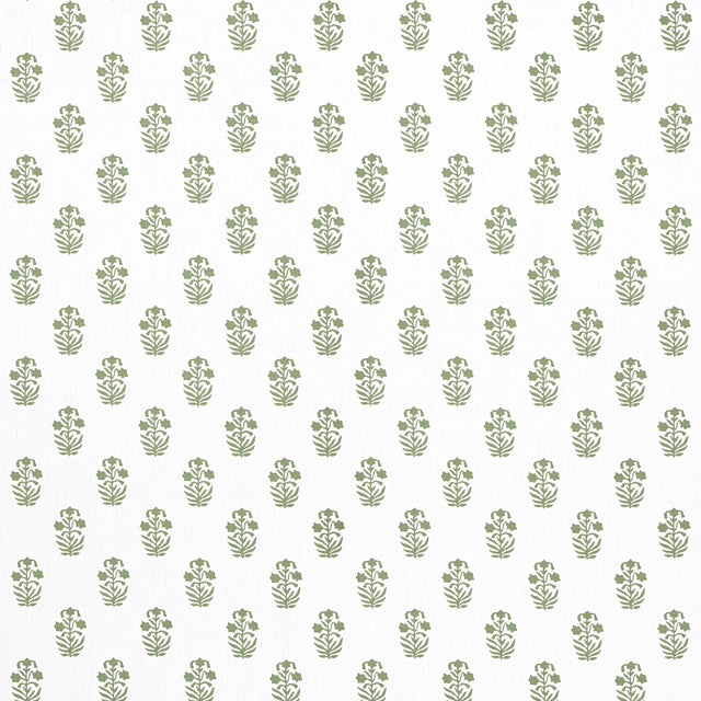 Thibaut Corwin Green On White Fabric