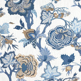 Thibaut INDIENNE JACOBEAN Blue and White Fabric
