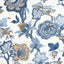 Thibaut INDIENNE JACOBEAN Blue and White Fabric