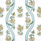 Thibaut RIBBON FLORAL Seaglass and Gold Fabric