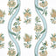 Thibaut RIBBON FLORAL Seaglass and Gold Fabric