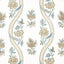 Thibaut Ribbon Floral Beige And Spa Blue Fabric