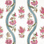 Thibaut Ribbon Floral Raspberry And Teal Fabric