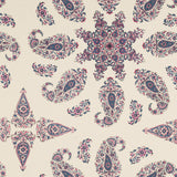 Thibaut East India Raspberry And Blue On Natural Fabric