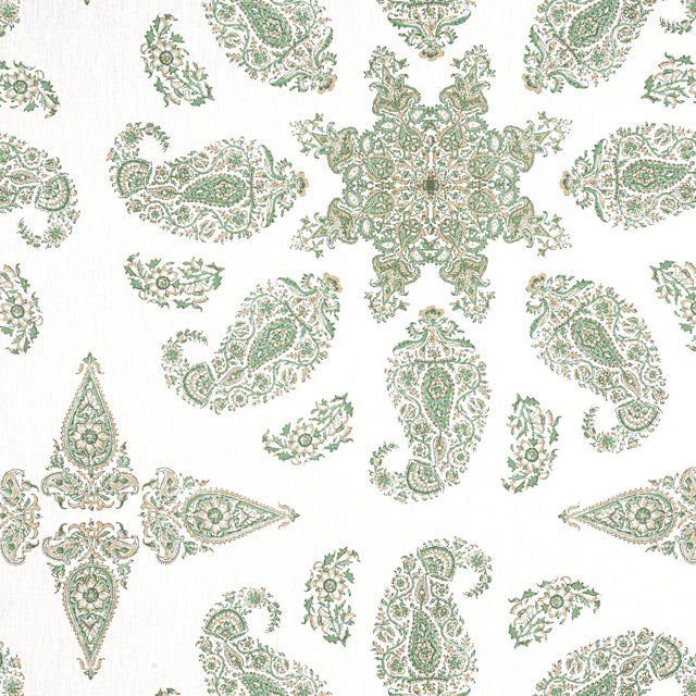 Thibaut EAST INDIA Green and White Fabric