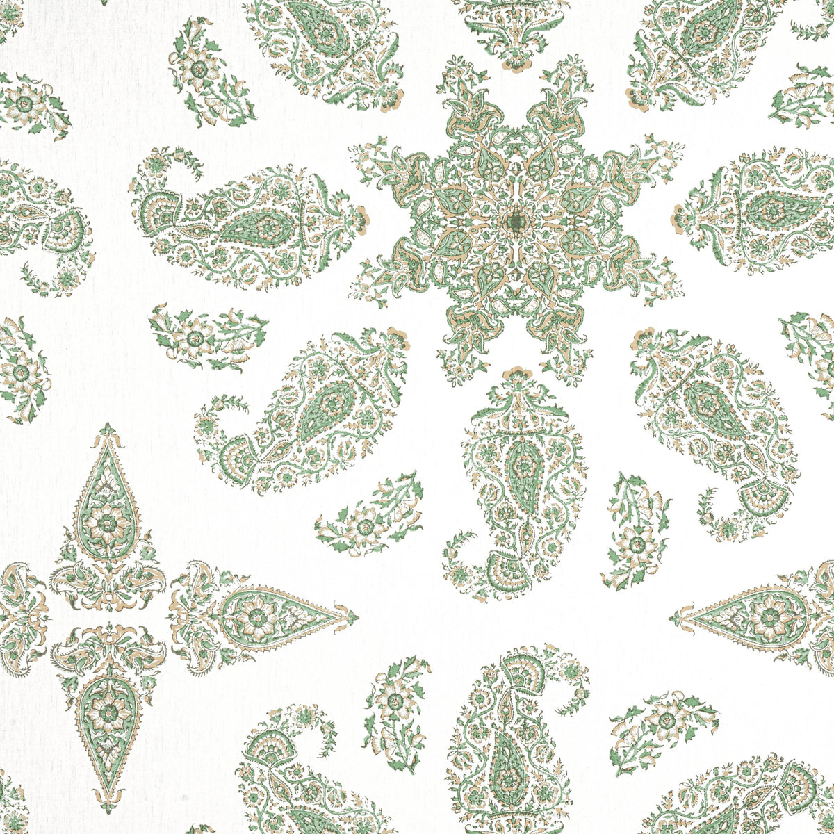 Thibaut East India Green And White Fabric