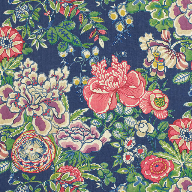 Thibaut PEONY GARDEN Navy Fabric