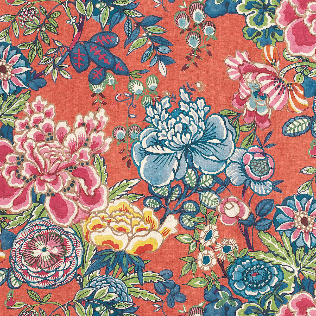 Thibaut PEONY GARDEN Coral Fabric