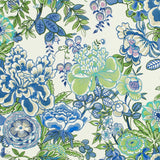 Thibaut PEONY GARDEN Blue and Green Fabric