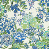 Thibaut Peony Garden Blue And Green Fabric
