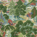 Thibaut PAGODA TREES Coral and Green Fabric