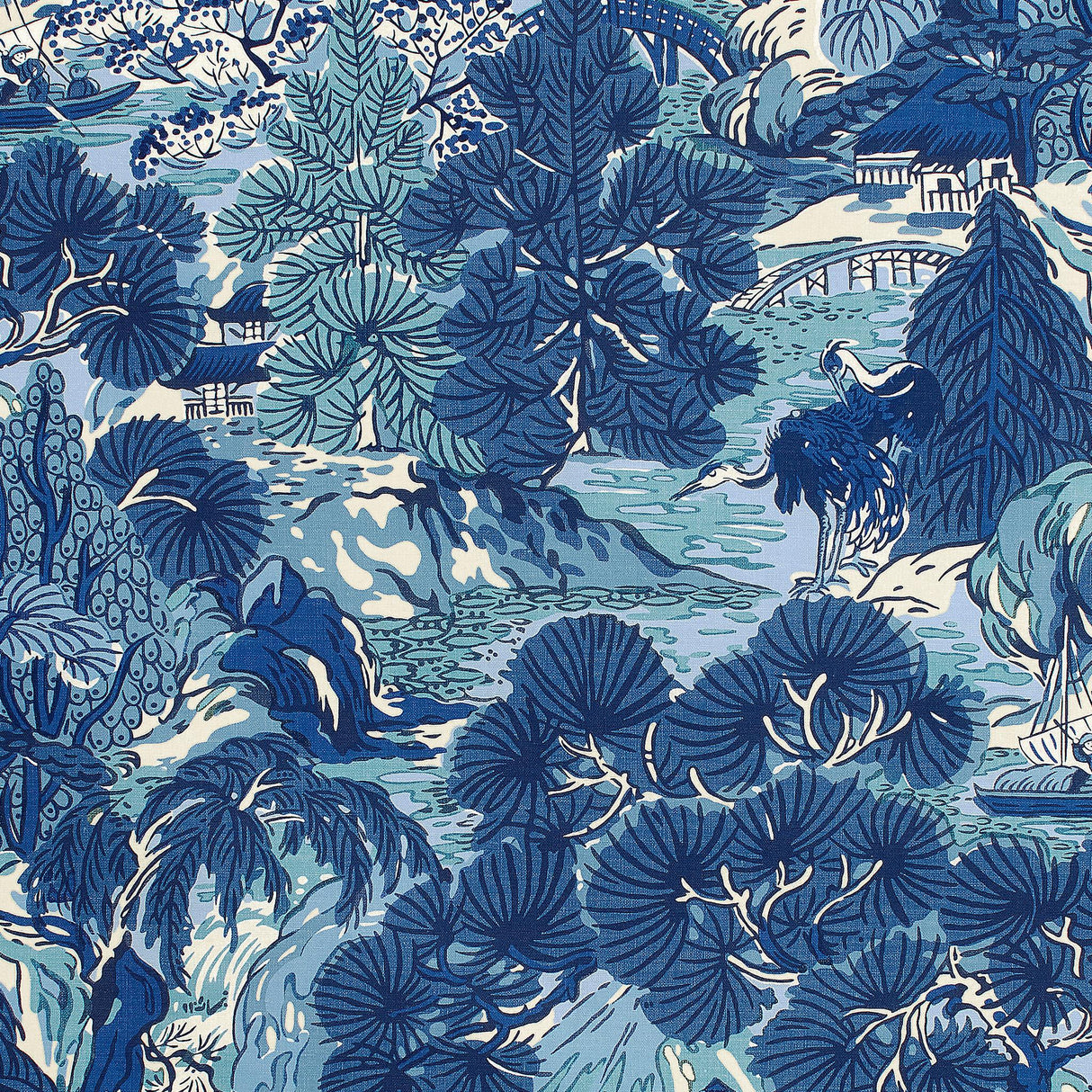 Thibaut PAGODA TREES Blues Fabric