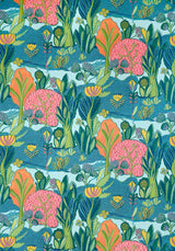Thibaut ALBERO Tangerine and Turquoise Fabric