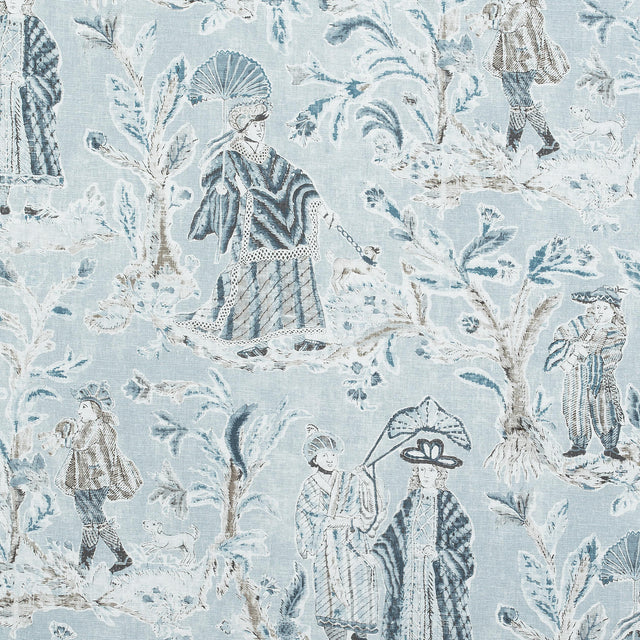 Thibaut Royale Toile Aqua Fabric