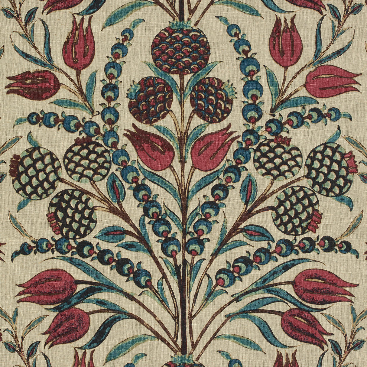 Thibaut Corneila Red And Teal Fabric