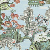 Thibaut Asian Scenic Robin'S Egg Fabric