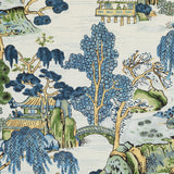 Thibaut Asian Scenic Blue And Green Fabric