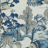 Thibaut Asian Scenic Blue And Beige Fabric